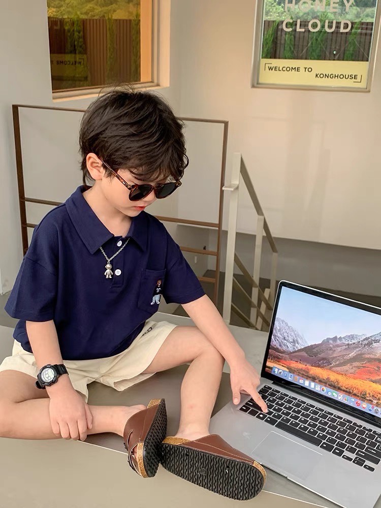 AB358 - SET 3 ÁO POLO BÉ TRAI THÊU GẤU XANH LÁ