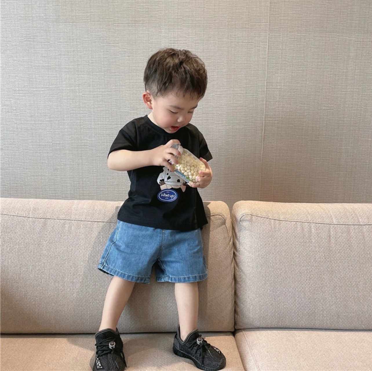 QB130 - SET 2 QUẦN JEANS ĐÙI BÉ XANH CHỮ M