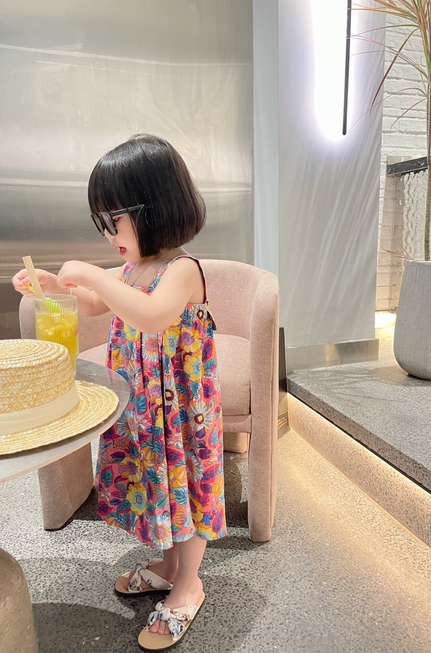 VB318 - VÁY BÉ GÁI 2S HOA HỒNG