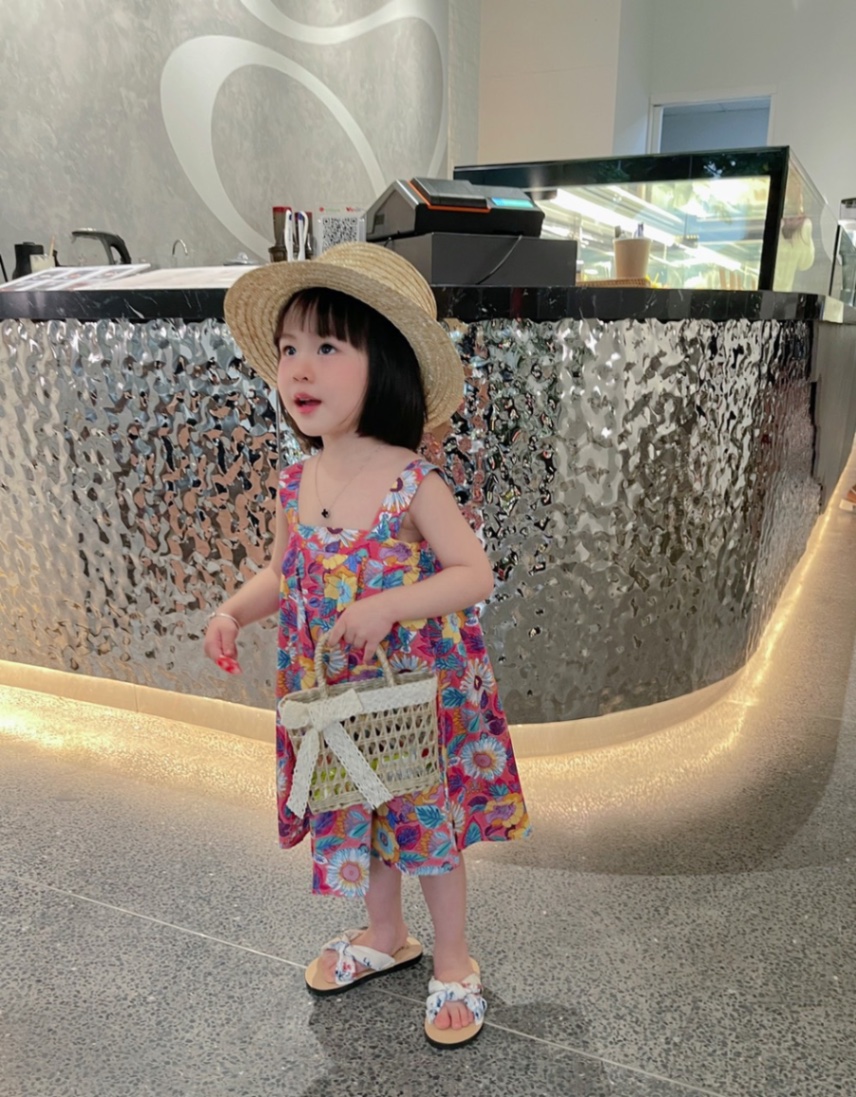 VB318 - VÁY BÉ GÁI 2S HOA HỒNG