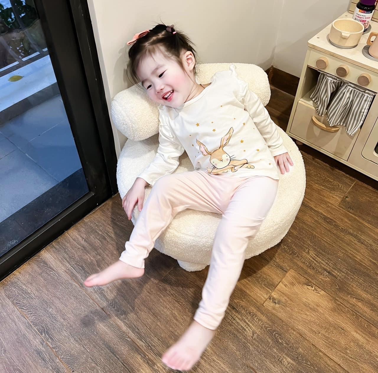 G699 - SET 2 BỘ BÉ GÁI DÀI TAY TRẮNG THỎ CHUỘT