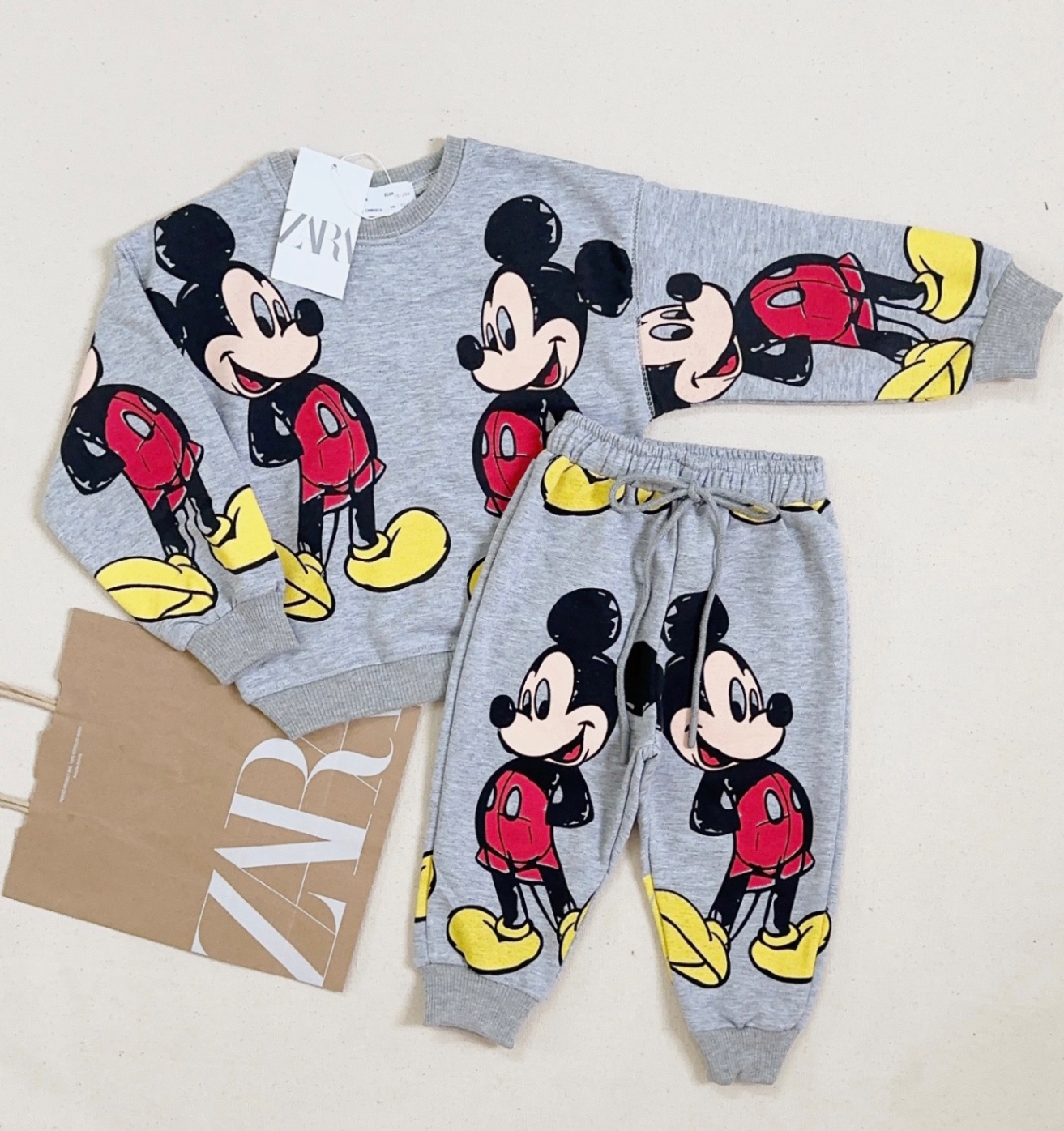 T837 - BỘ NỈ DƯ MỀM BÉ TRAI MICKEY ĐỎ TO