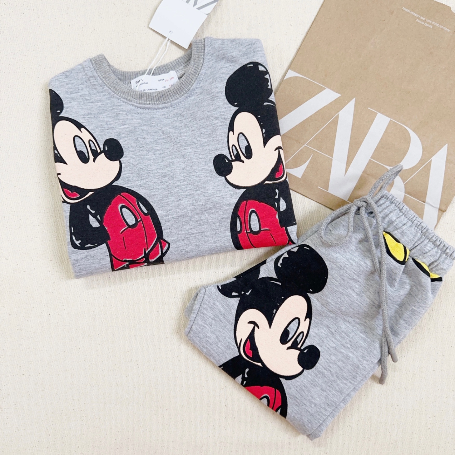 T837 - BỘ NỈ DƯ MỀM BÉ TRAI MICKEY ĐỎ TO