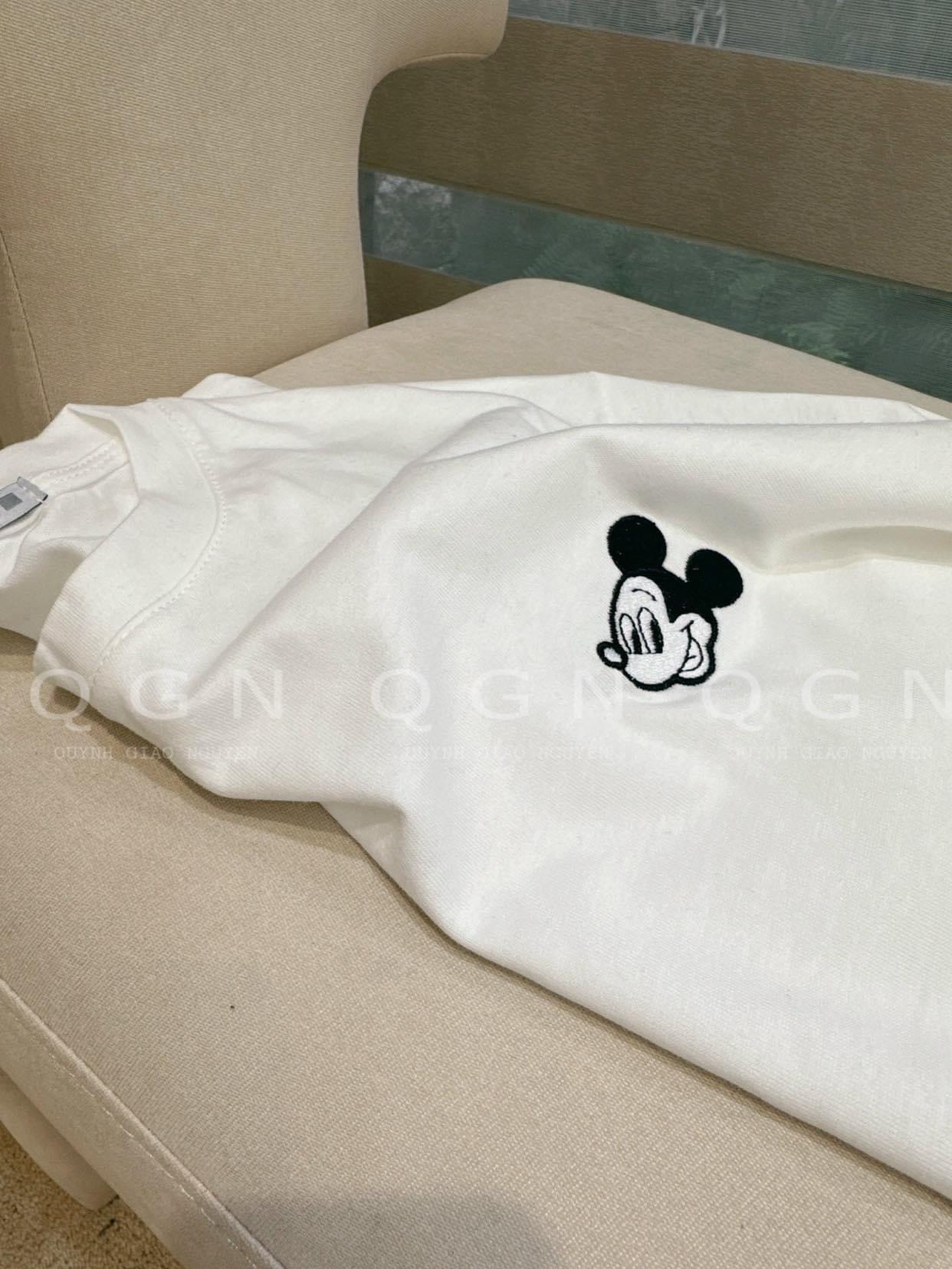 ANU628 - SET 3 ÁO THUN NỮ DÀI TAY GHI TRẮNG KẺ MICKEY