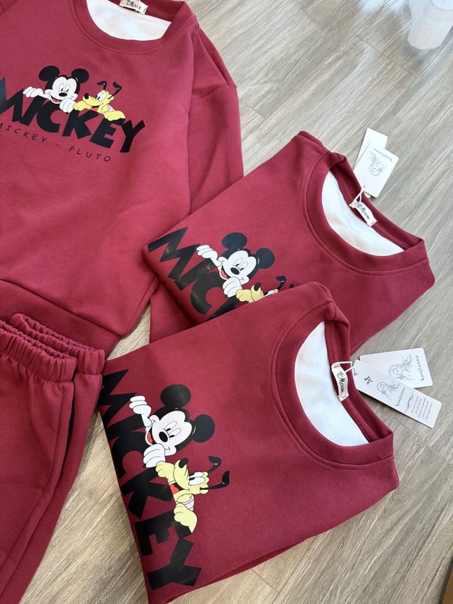 S101 - BỘ NỈ HAIDA ĐỎ GHI MICKEY PLUTO