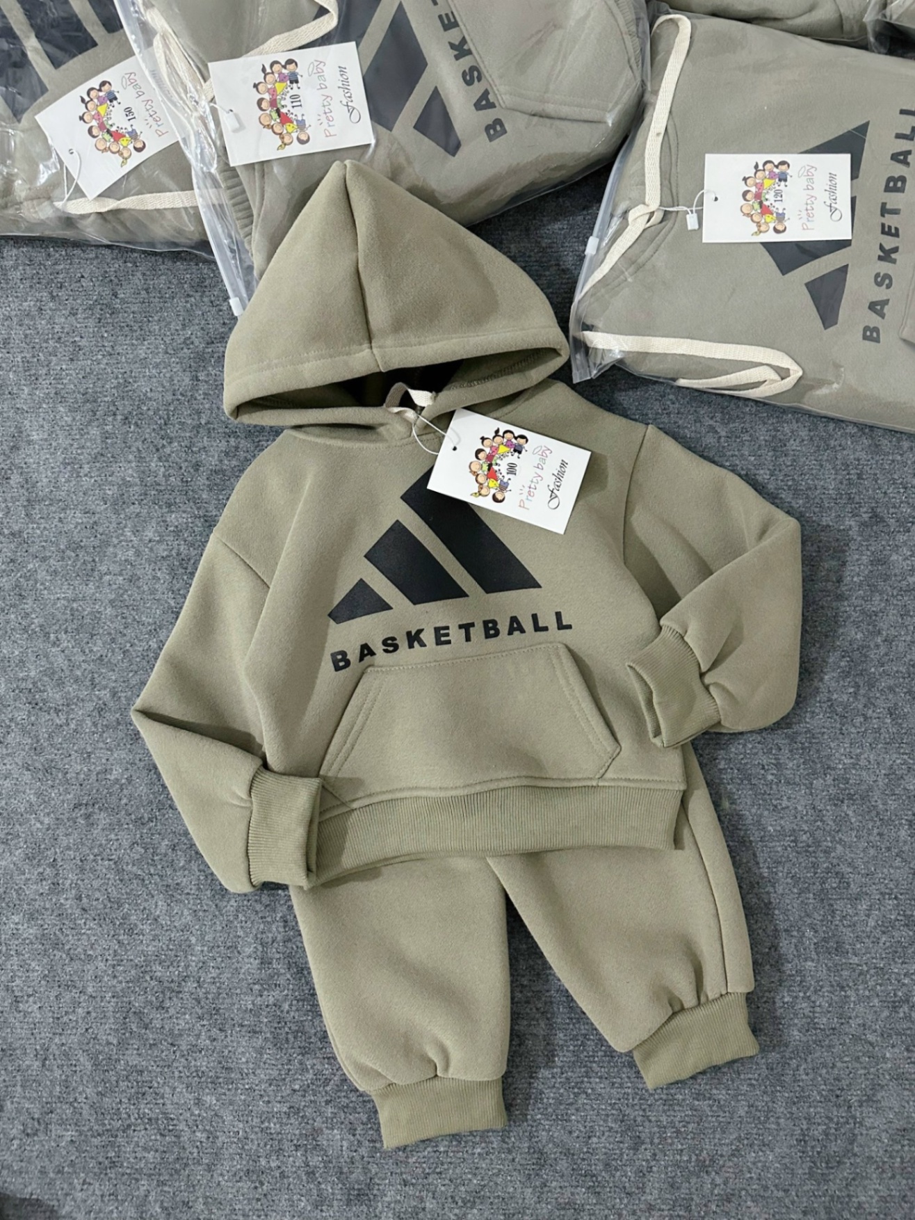 T979 - BỘ BÉ TRAI NỈ COTTON ÁO HOODIE BASKETBALL