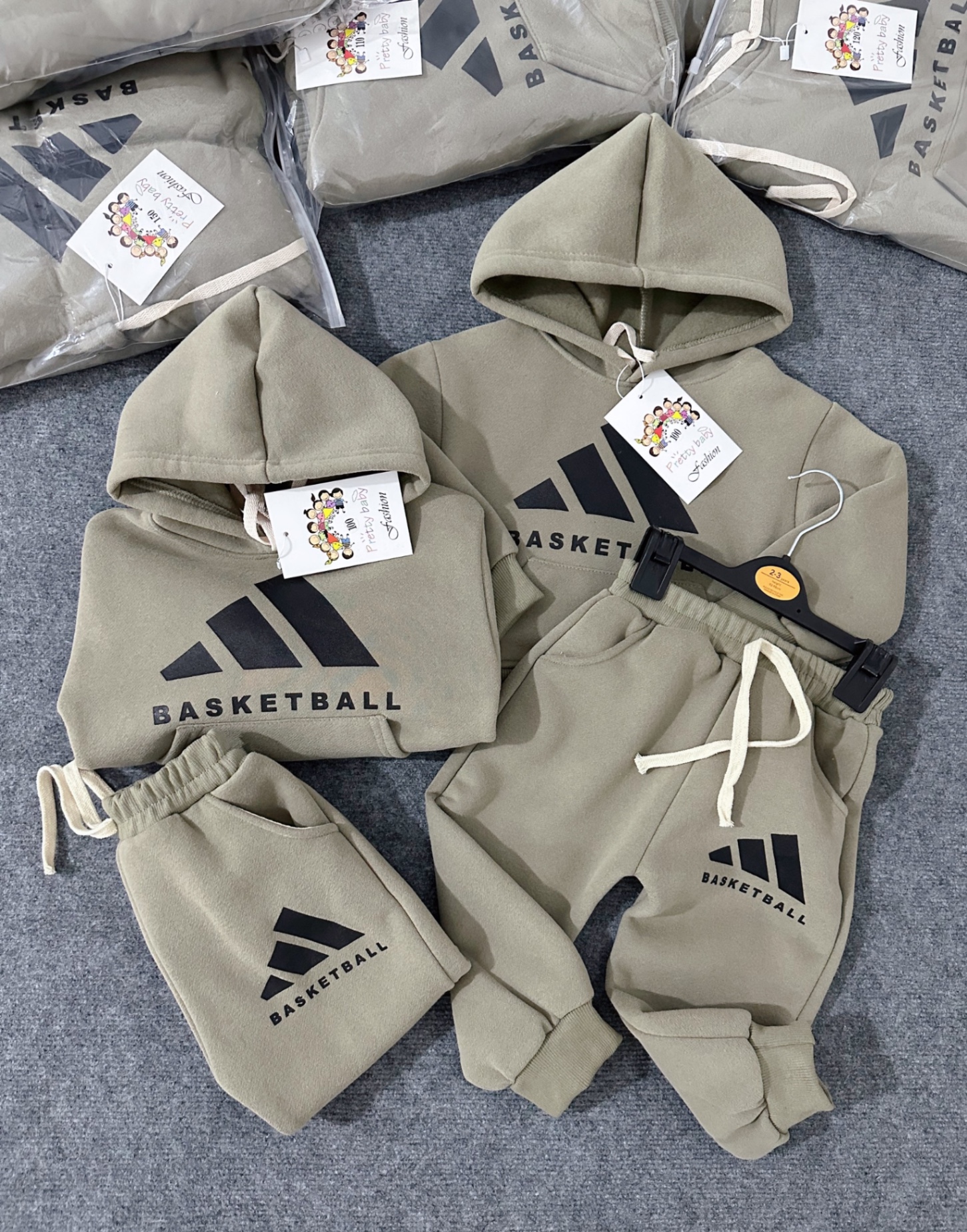 T979 - BỘ BÉ TRAI NỈ COTTON ÁO HOODIE BASKETBALL