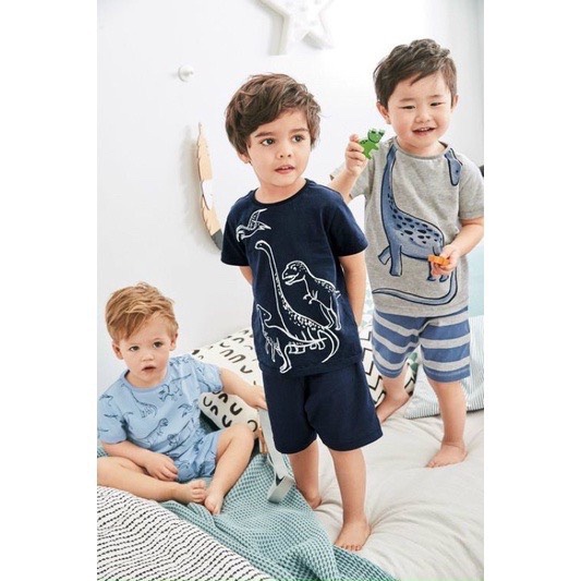 T994 - SET 3 BỘ BÉ TRAI KHỦNG LONG đen ghi xanh