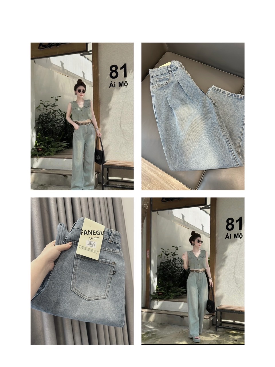 QNU433 - QUẦN JEANS SUÔNG XANH BẠC CHIẾT LI M5691