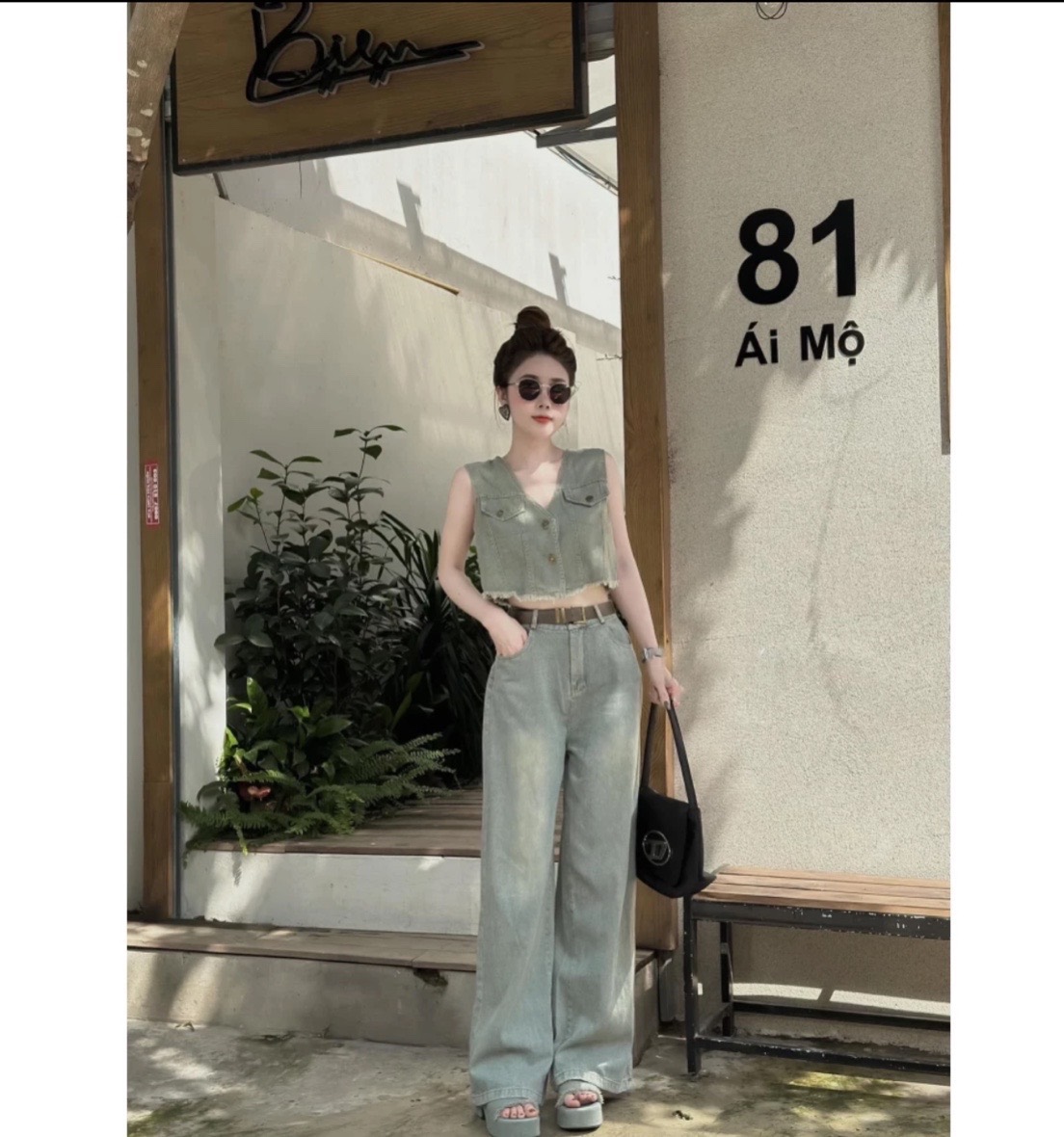 QNU433 - QUẦN JEANS SUÔNG XANH BẠC CHIẾT LI M5691