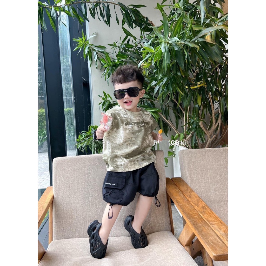 T009 - BỘ ĐÙI BÉ TRAI LOANG XANH MAQQ QUẦN ĐEN
