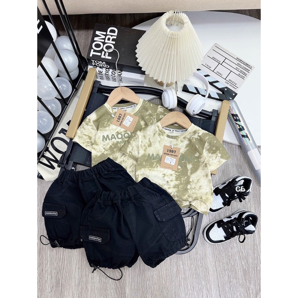 T009 - BỘ ĐÙI BÉ TRAI LOANG XANH MAQQ QUẦN ĐEN