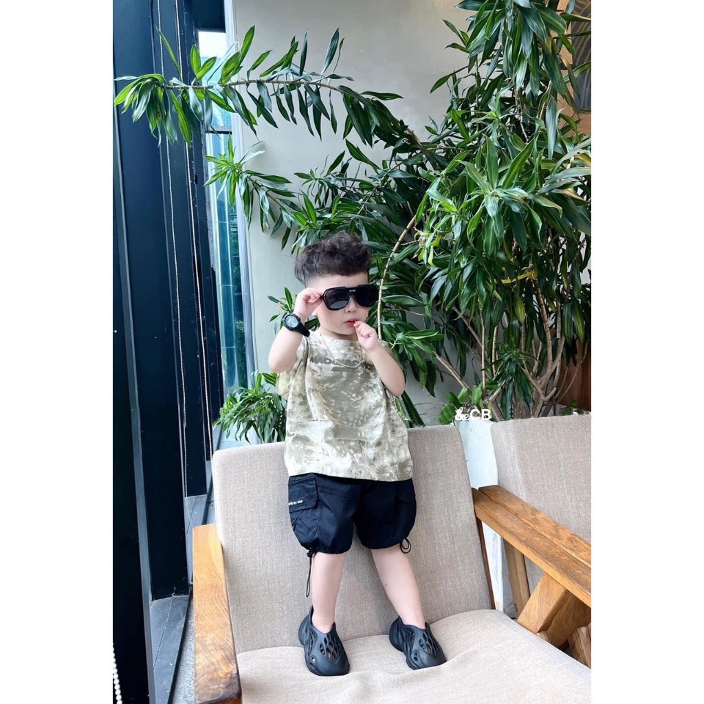 T009 - BỘ ĐÙI BÉ TRAI LOANG XANH MAQQ QUẦN ĐEN