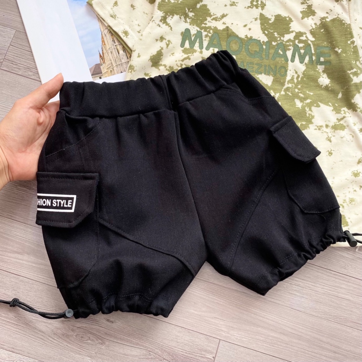 T009 - BỘ ĐÙI BÉ TRAI LOANG XANH MAQQ QUẦN ĐEN