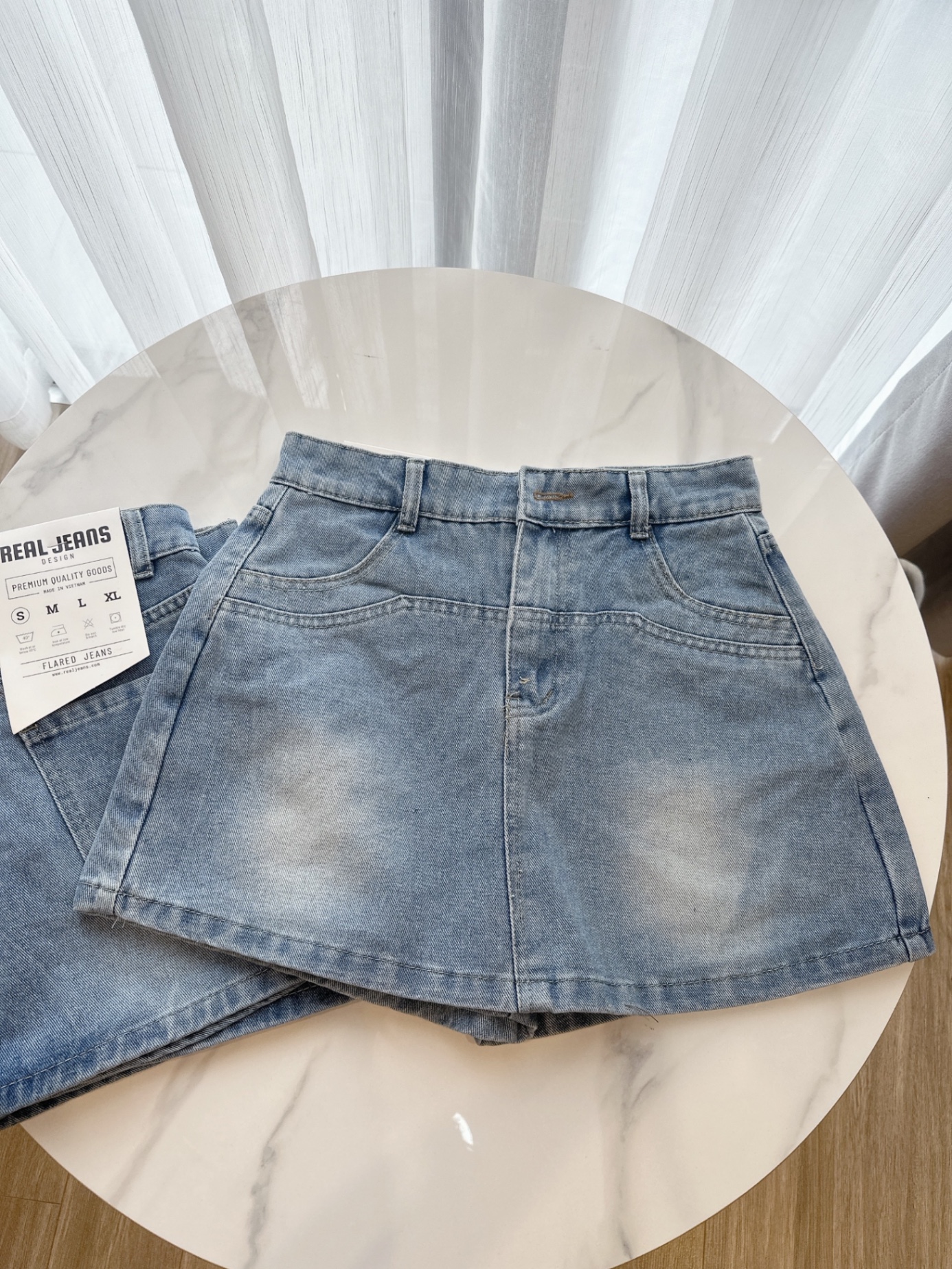 CV133 - QUẦN VÁY JEANS A XANH NHẠT MÀI