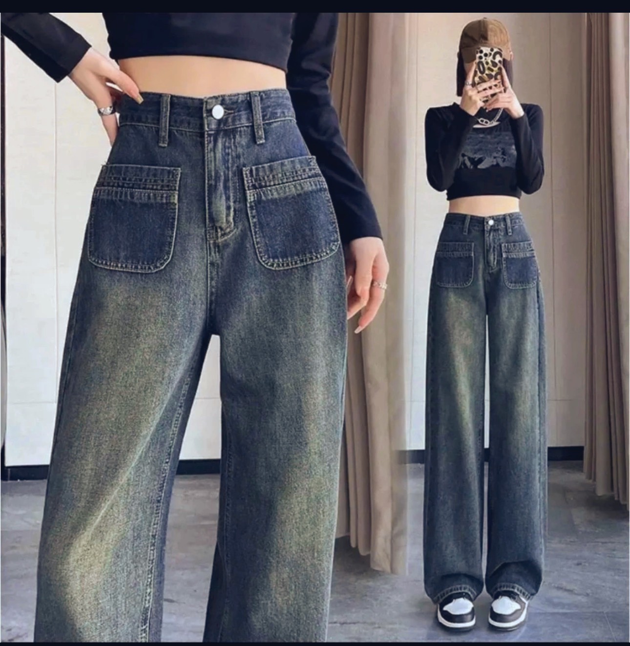 QNU454 - QUẦN JEANS SUÔNG MÀI 2 TÚI TRƯỚC