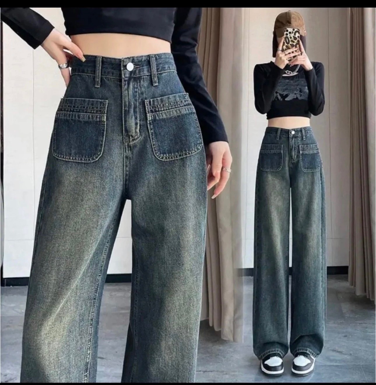 QNU454 - QUẦN JEANS SUÔNG MÀI 2 TÚI TRƯỚC