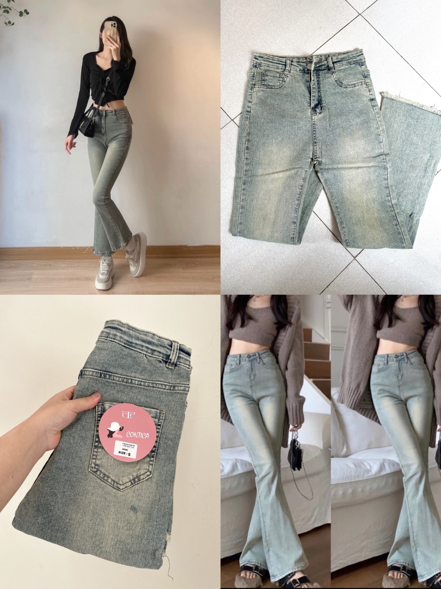 QNU461 - QUẦN JEANS LOE GIÃN MÀI TUA GẤU