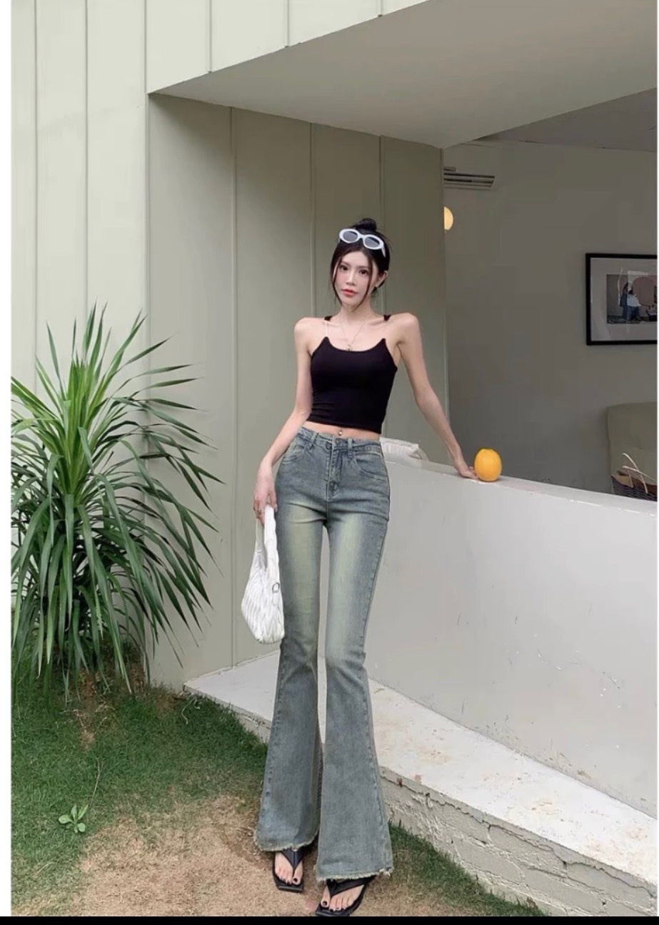 QNU461 - QUẦN JEANS LOE GIÃN MÀI TUA GẤU