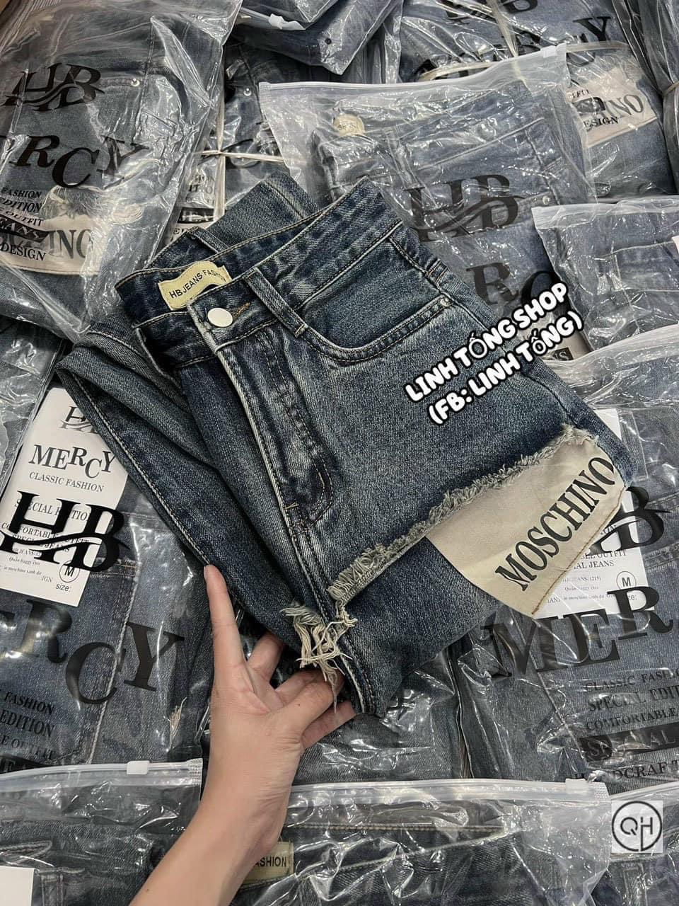 QNU460 - QUẦN JEANS BAGGY XANH PHỐI RÁCH MOSCHINO M1130