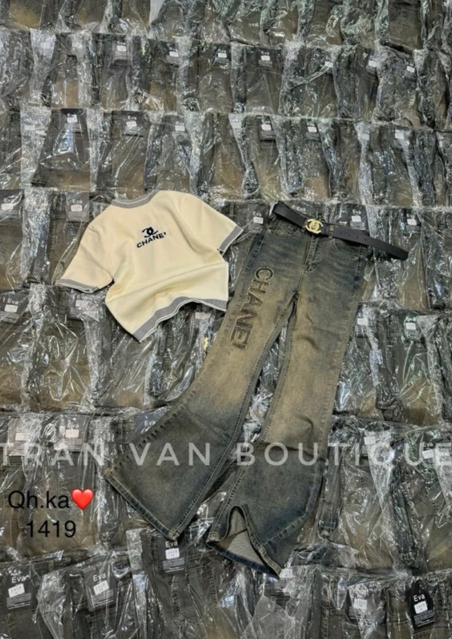 QNU462 - QUẦN JEANS LOE MÀI CHANEL RÁCH M992