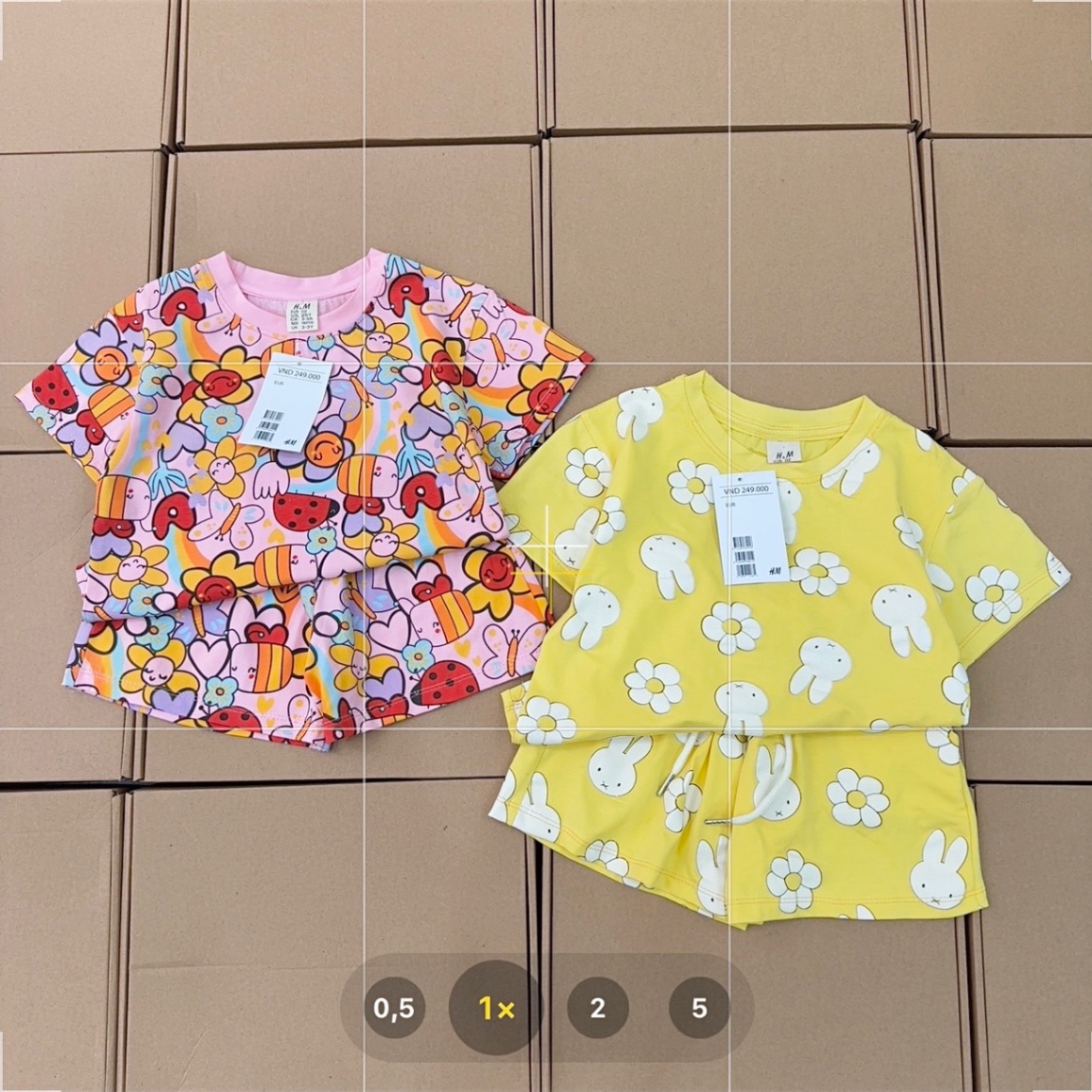 G917 - SET 2 BỘ ĐÙI BÉ GÁI HOA THỎ TRẮNG hồng vàng