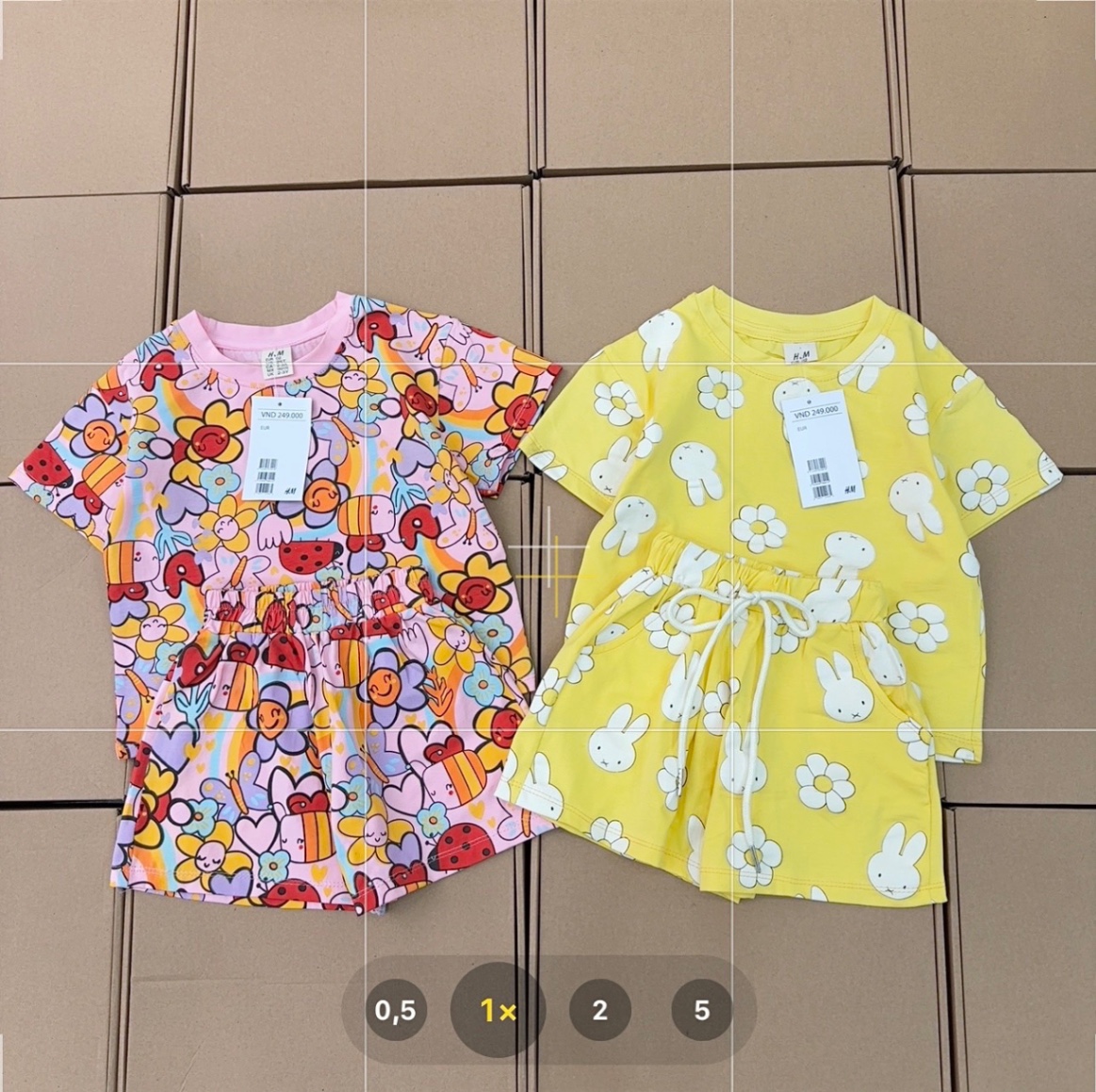 G917 - SET 2 BỘ ĐÙI BÉ GÁI HOA THỎ TRẮNG hồng vàng