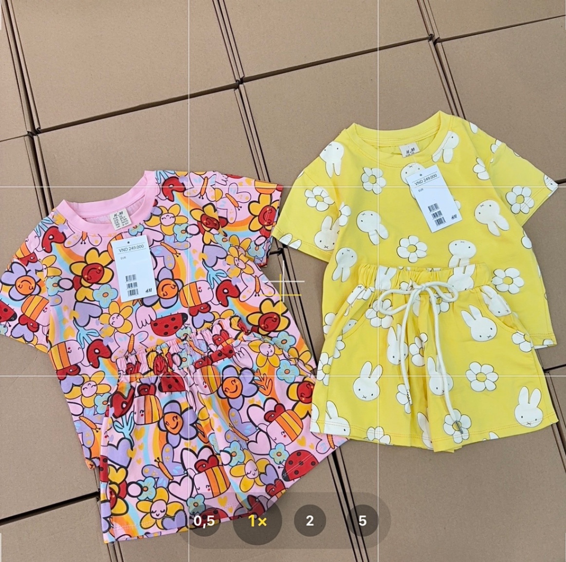 G917 - SET 2 BỘ ĐÙI BÉ GÁI HOA THỎ TRẮNG hồng vàng