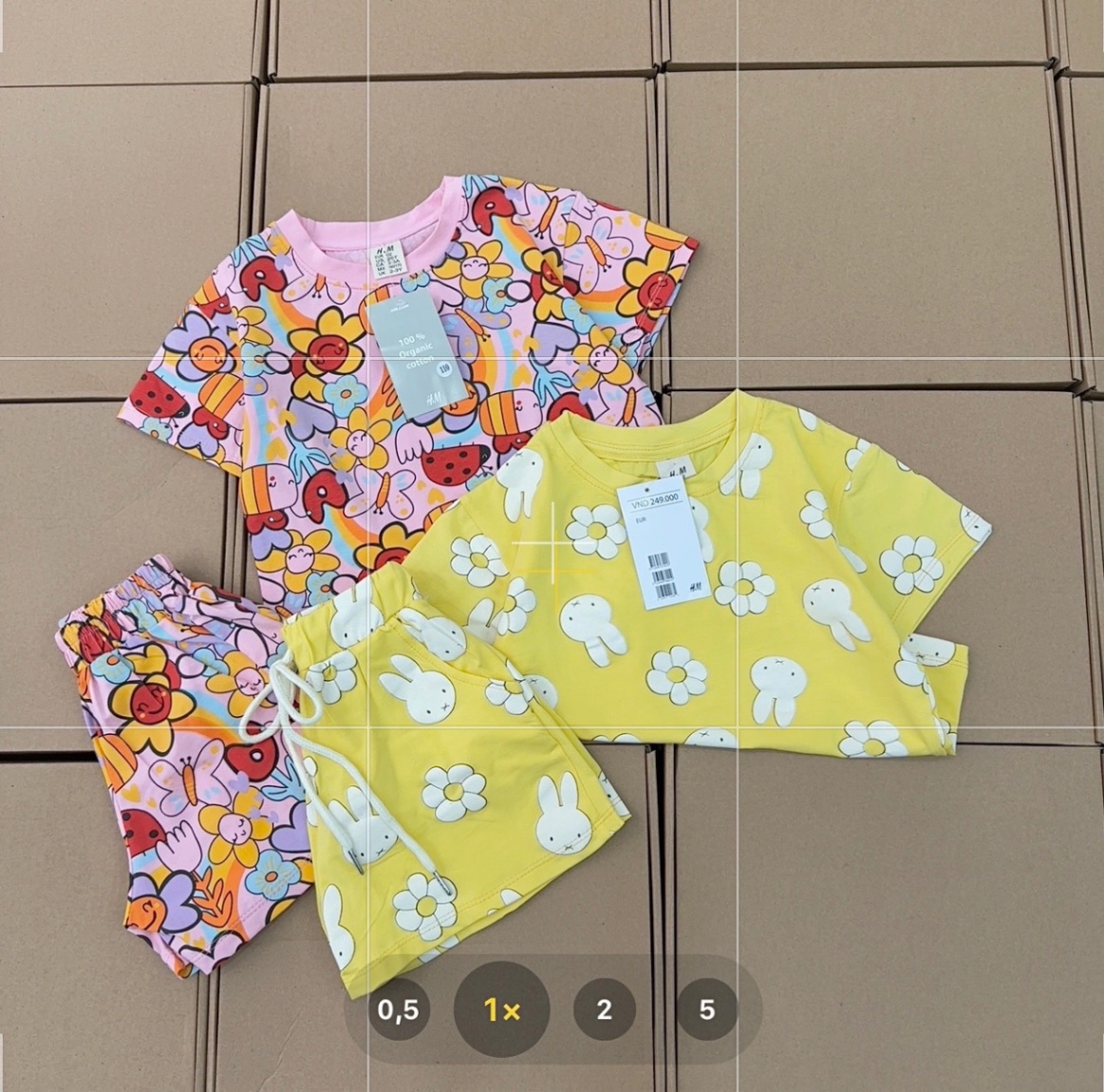 G917 - SET 2 BỘ ĐÙI BÉ GÁI HOA THỎ TRẮNG hồng vàng