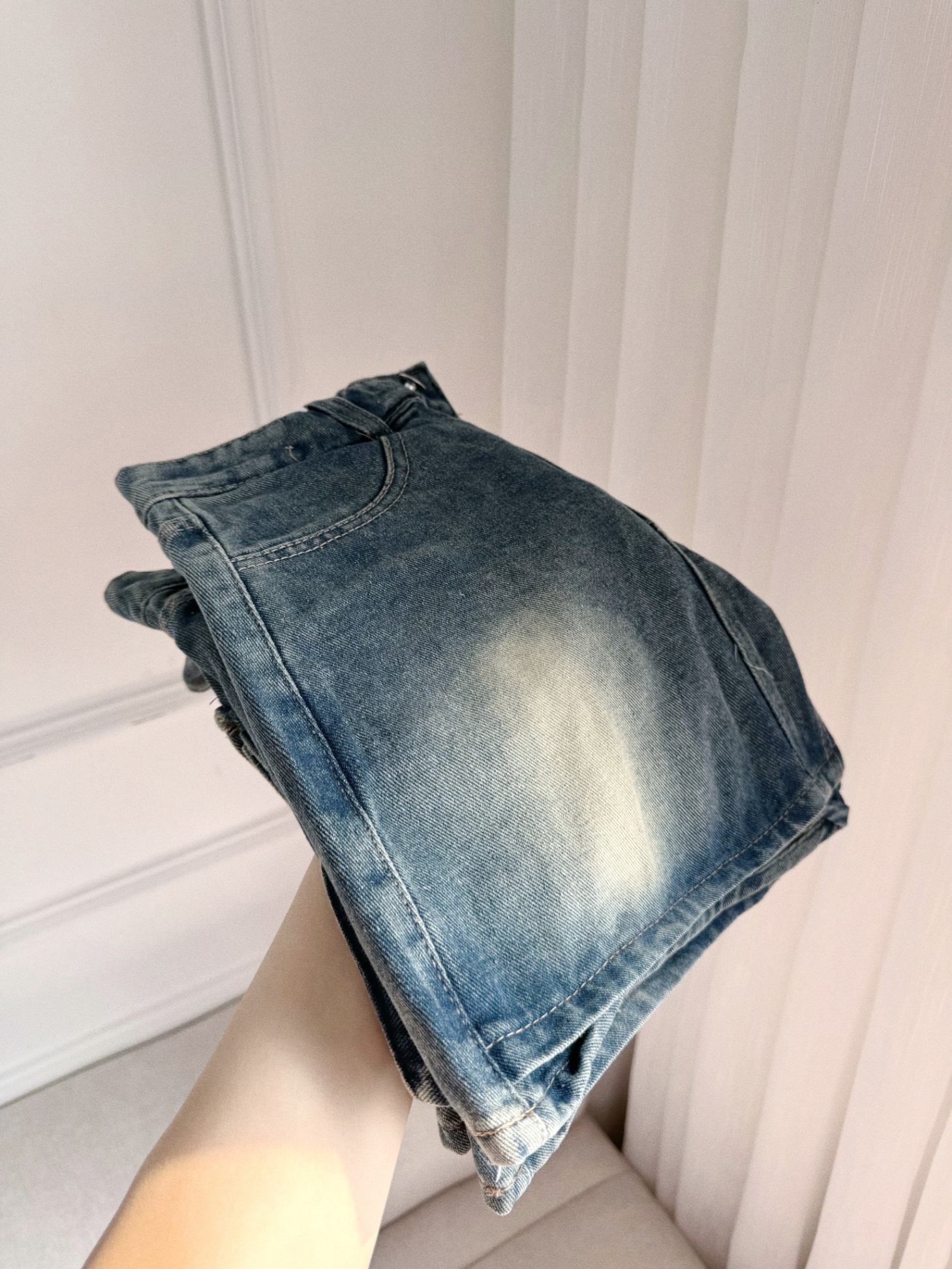 CV138 - QUẦN VÁY JEANS CHỮ A TÚI HỘP VẠT CHÉO