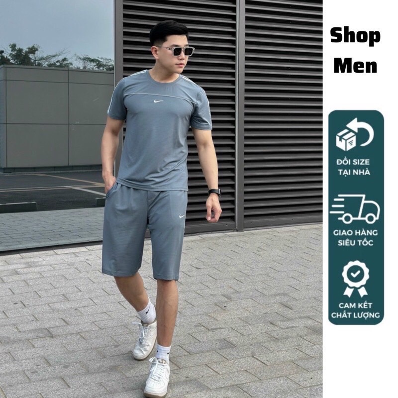 B223 - BỘ ĐÙI NAM NIKE PHỐI CHỈ TRẮNG NGANG