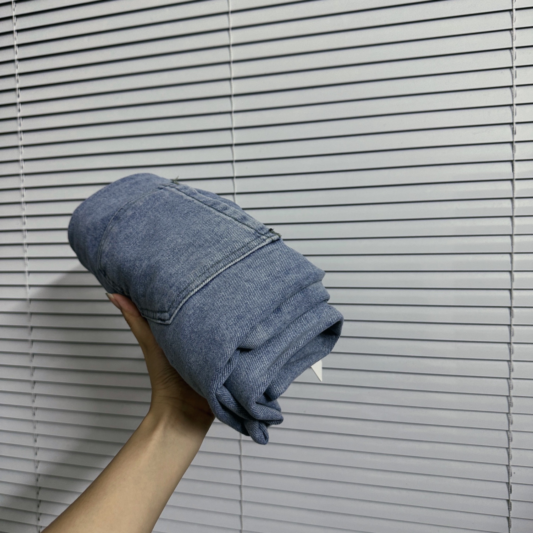 QNU485 - QUẦN JEANS SUÔNG XANH CẠP CHUN