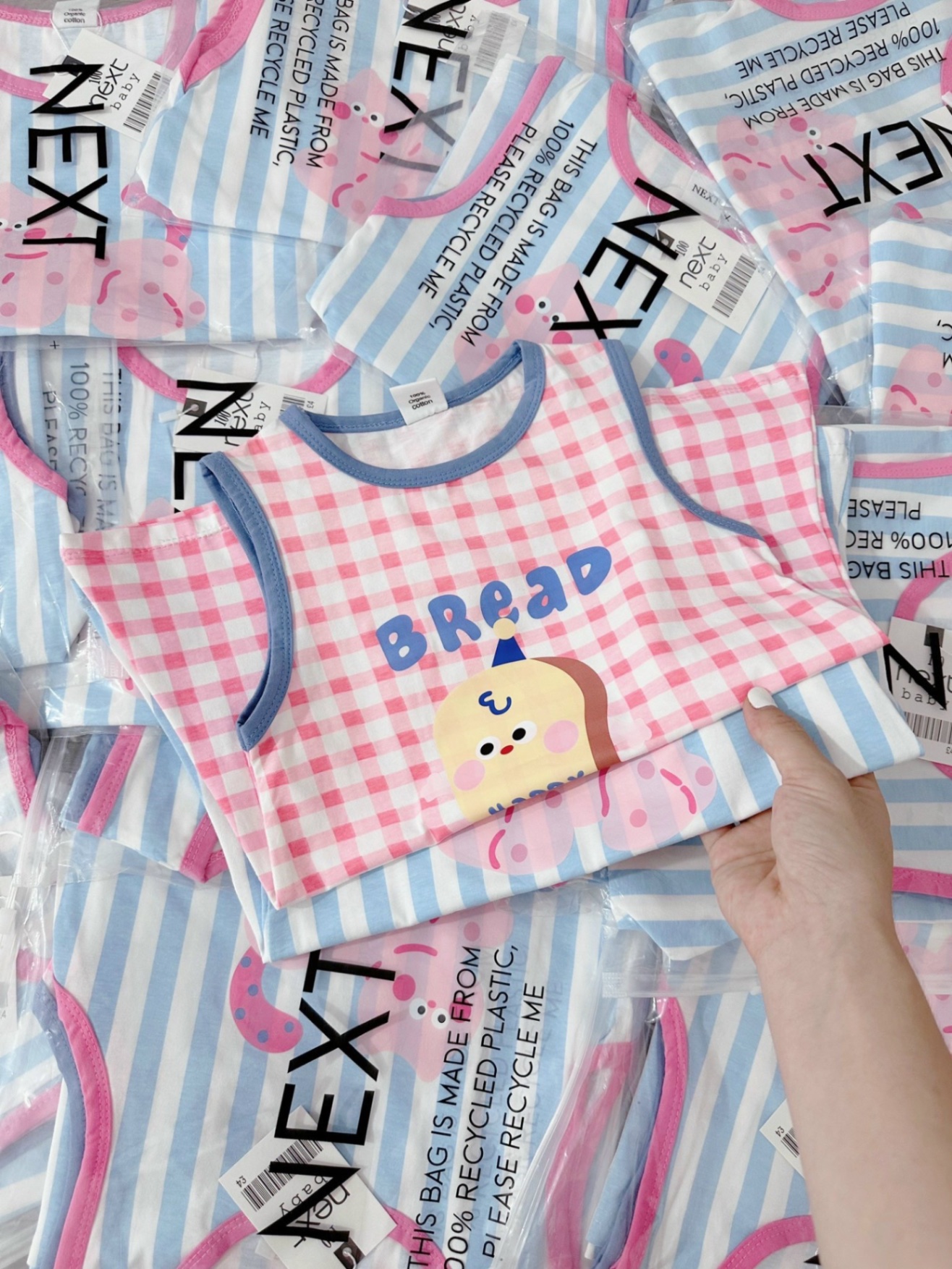 VB450 - SET 2 VÁY BÉ GÁI SÁT NÁCH KẺ HỒNG XANH CUTE