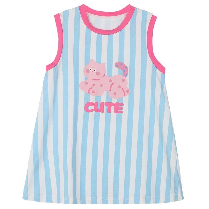 VB450 - SET 2 VÁY BÉ GÁI SÁT NÁCH KẺ HỒNG XANH CUTE