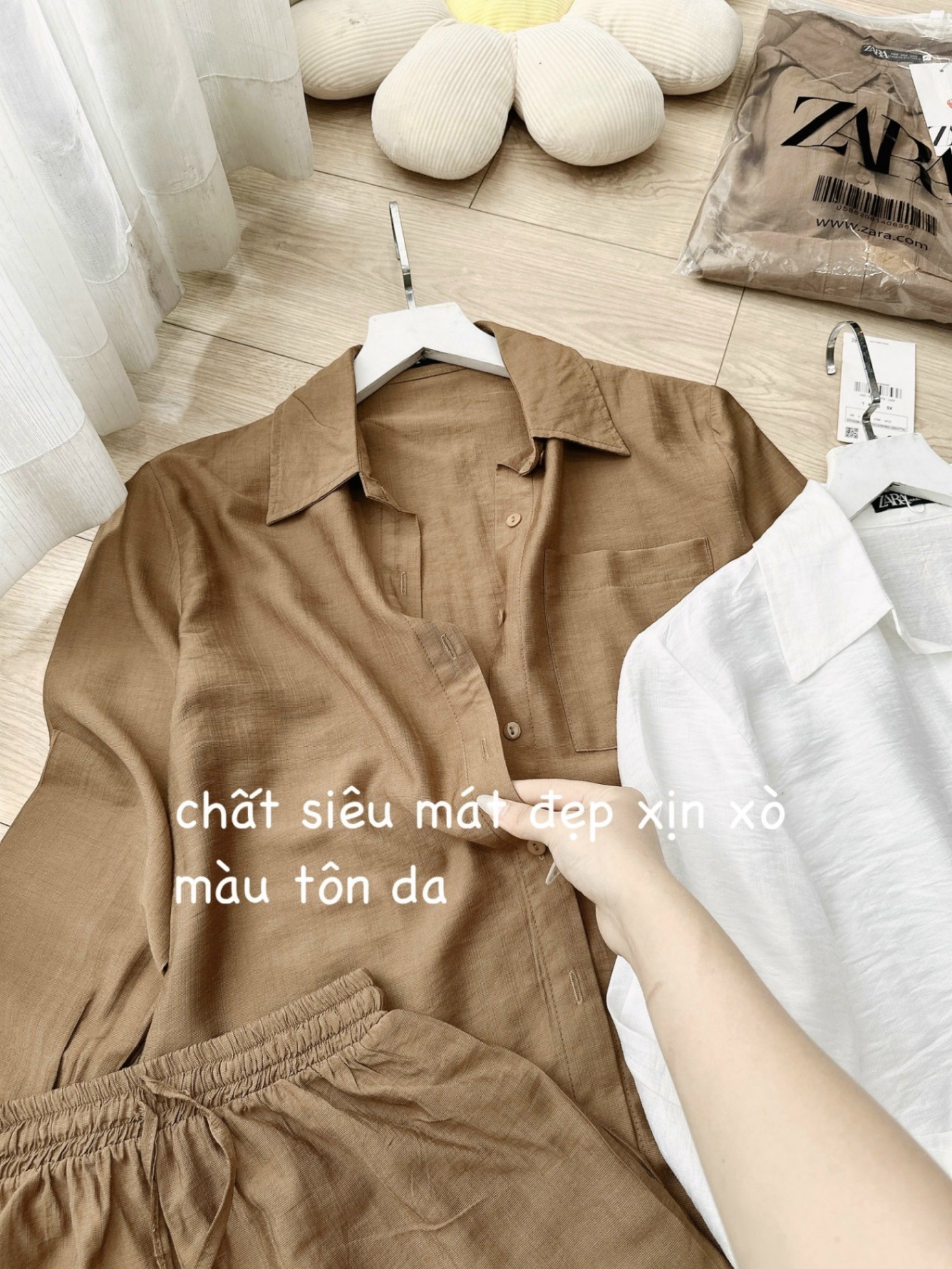 S522 - SET NỮ ĐŨI TƠ ÁO SƠ MI DÀI TAY QUẦN SOOC