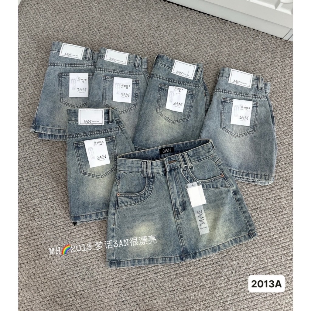 CV145 - CHÂN VÁY JEANS XANH CHỮ A 2 ĐIA