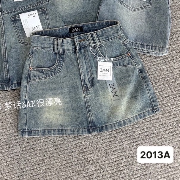 CV145 - CHÂN VÁY JEANS XANH CHỮ A 2 ĐIA