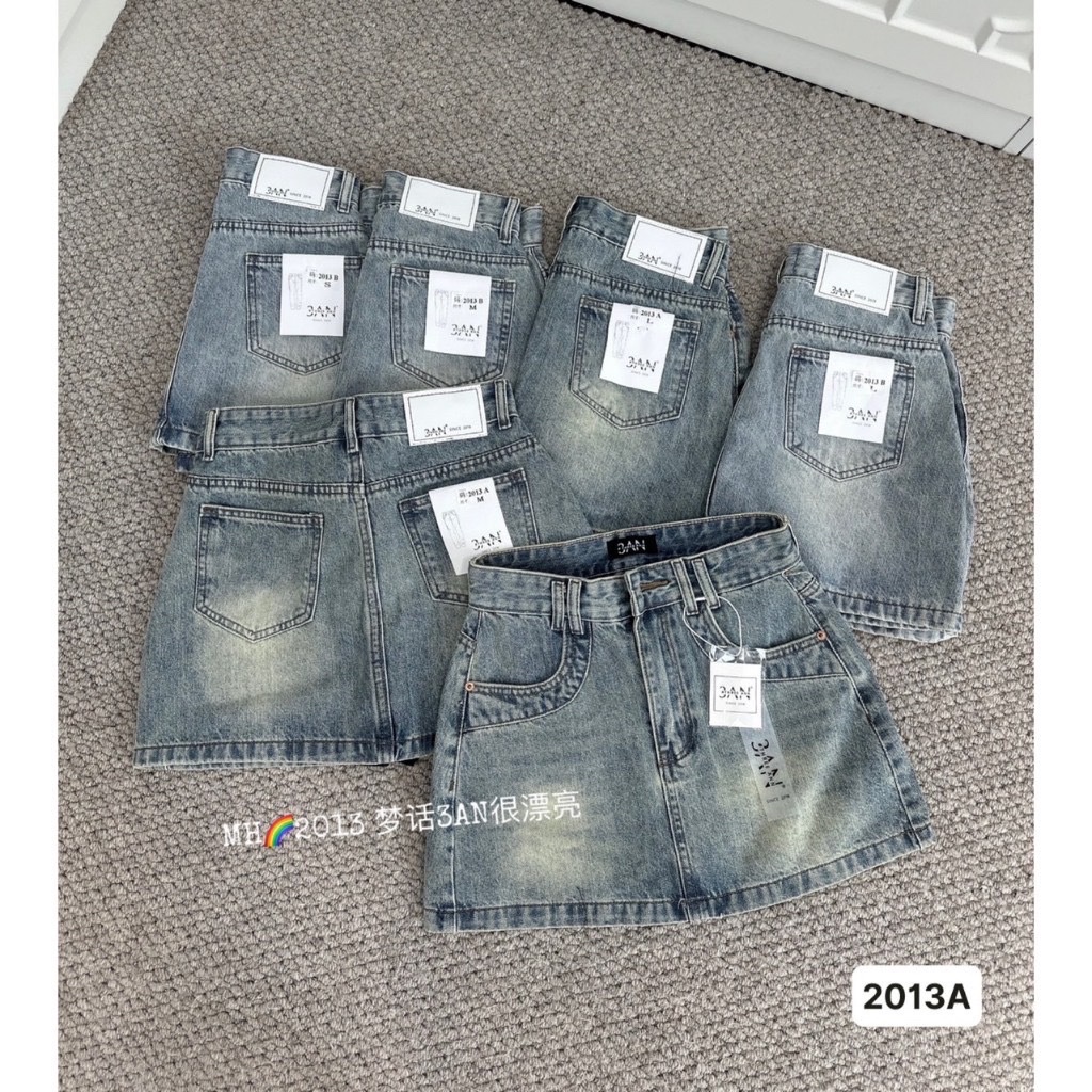 CV145 - CHÂN VÁY JEANS XANH CHỮ A 2 ĐIA