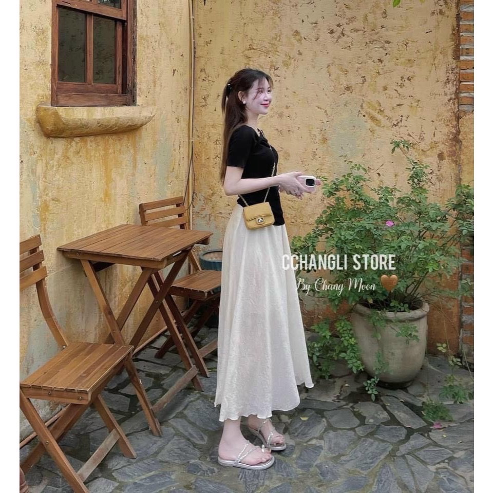 S590 - SET ÁO ĐEN CỔ LỆCH CVAY VOAN BE