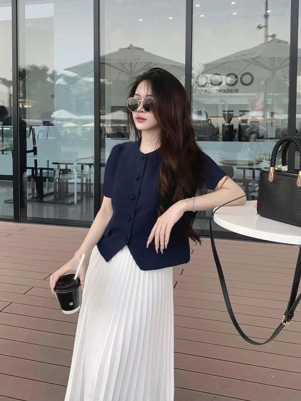 ANU997 - ÁO VEST NỮ CỔ TRÒN THAN XẺ GẤU