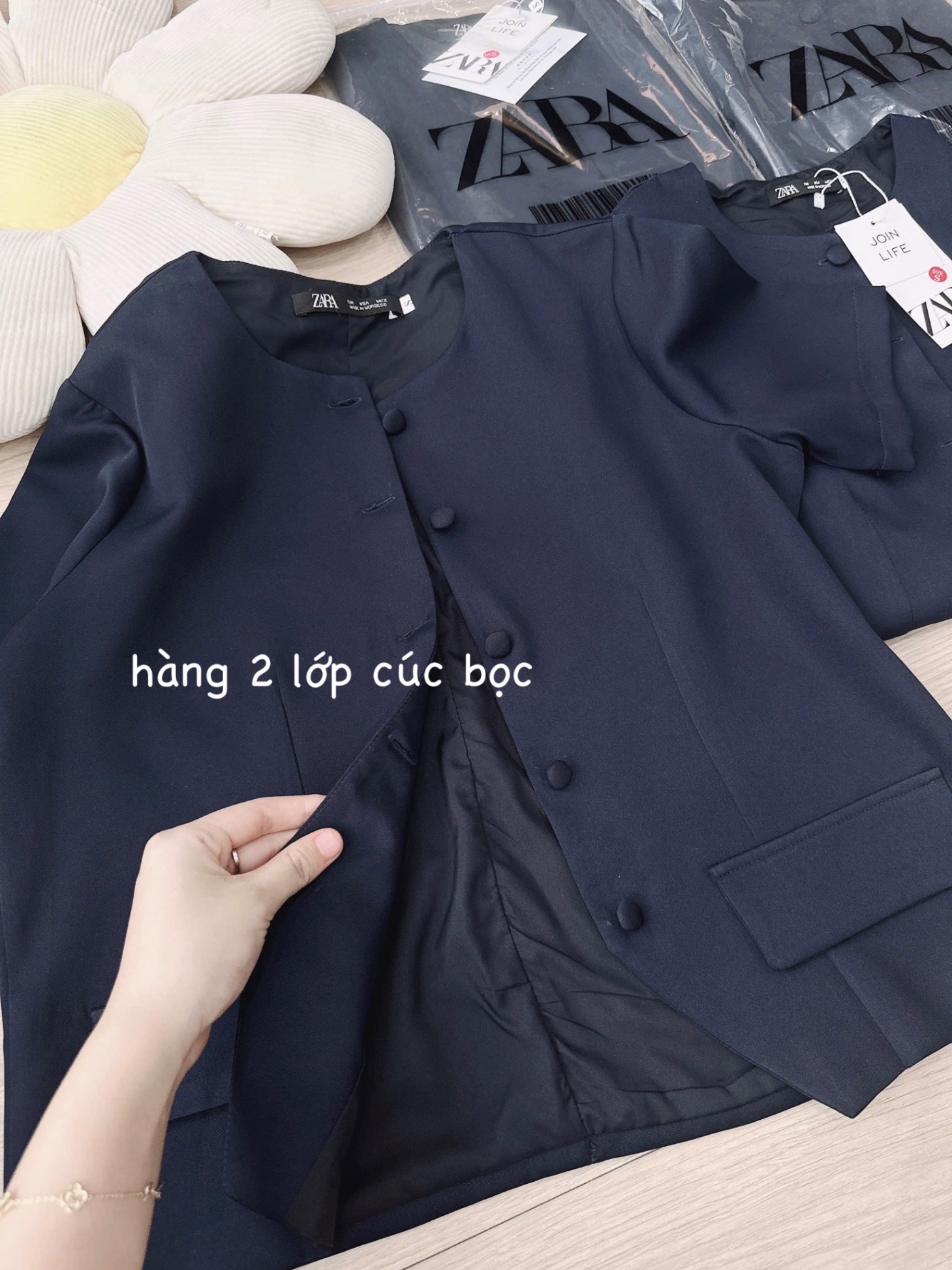 ANU997 - ÁO VEST NỮ CỔ TRÒN THAN XẺ GẤU