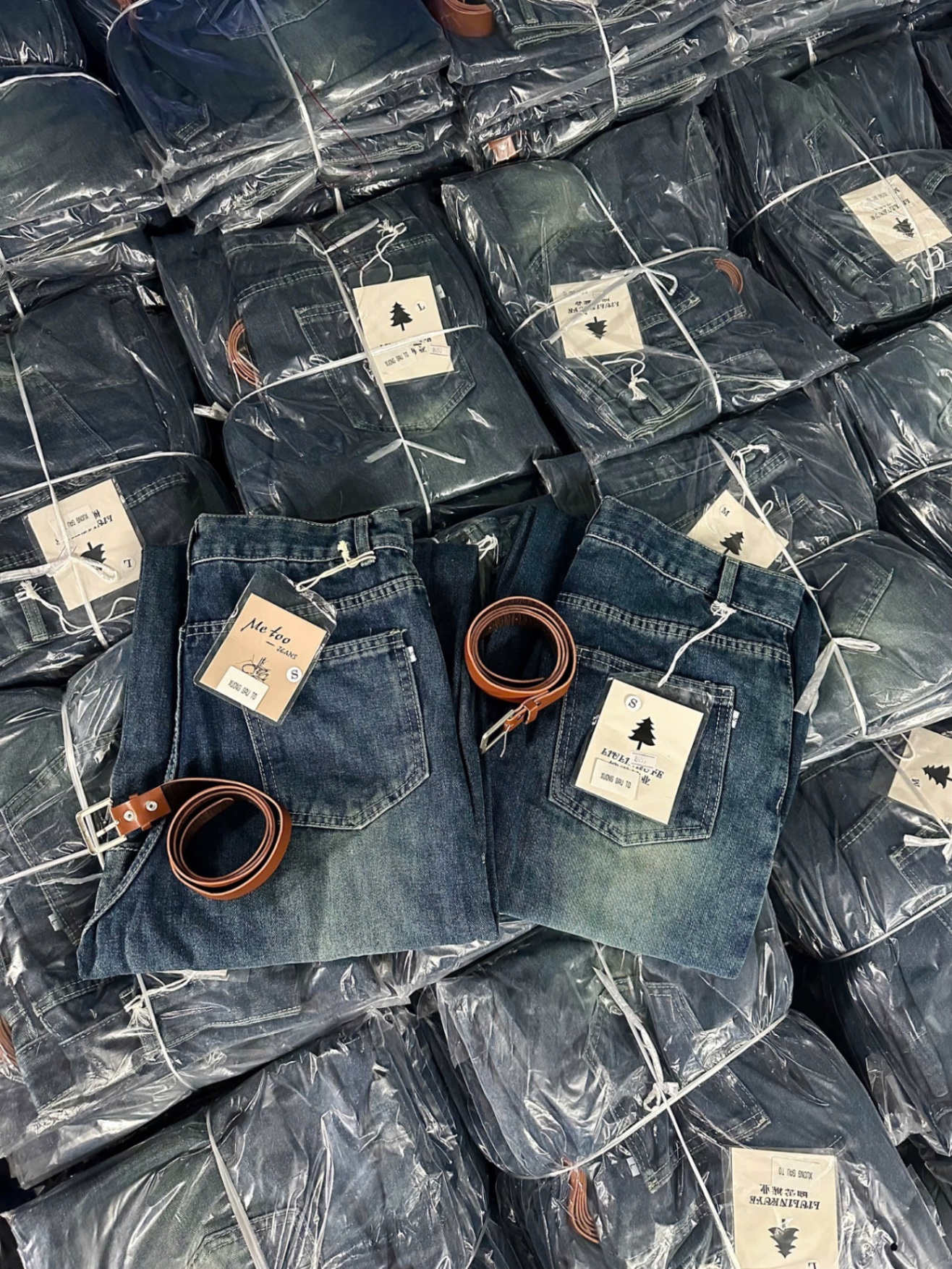 QNU504 - QUẦN JEANS SUÔNG XANH GẤU TO kèm đai M3837