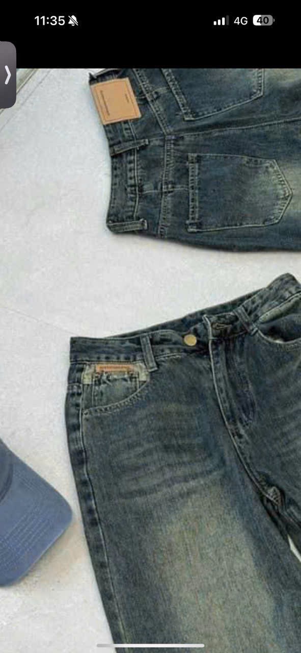 QNU513 - QUẦN JEANS SUÔNG XANH CẠP MÁC DA M3282