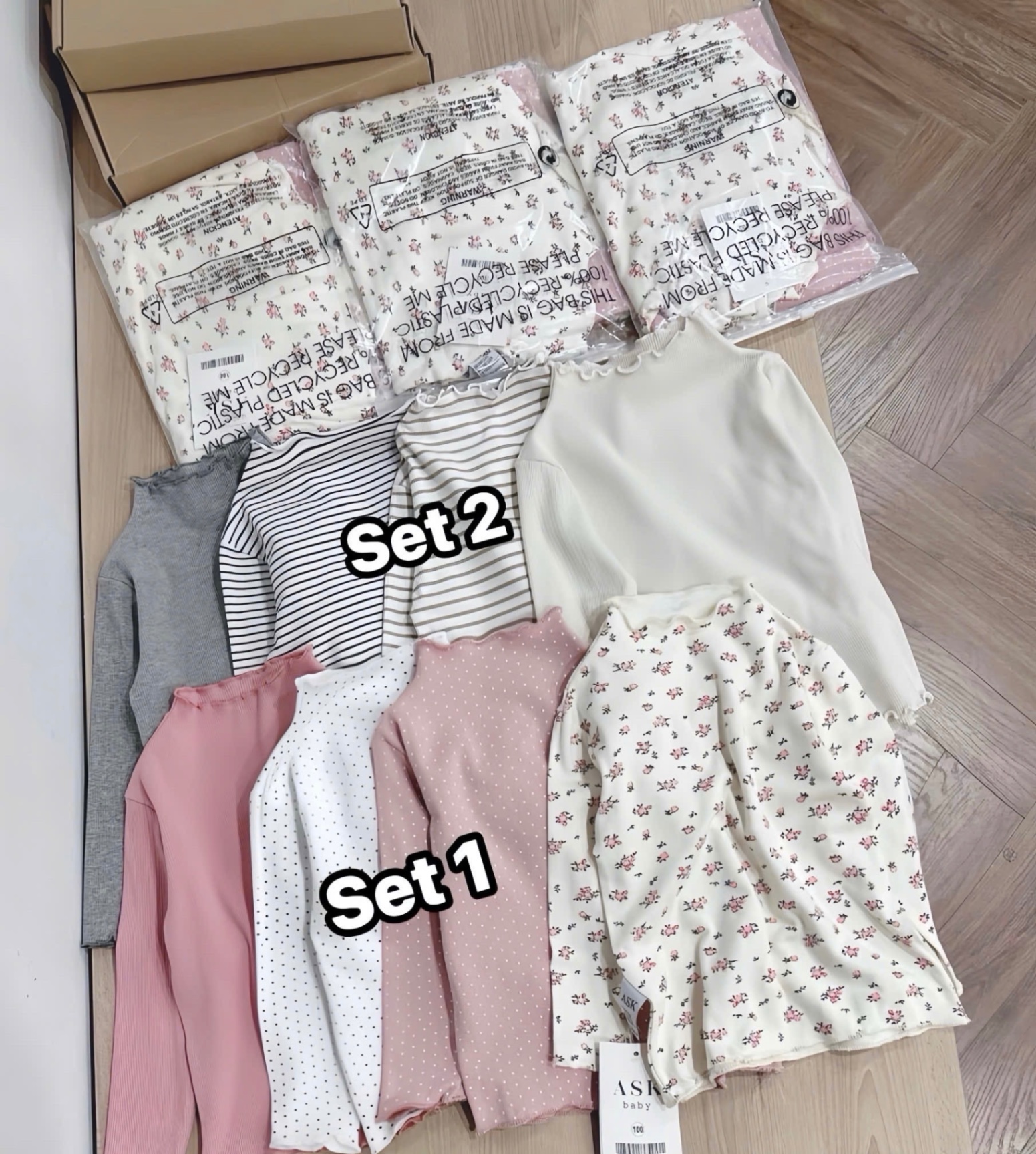 AB598 - SET 4 ÁO BÉ GÁI LEN TĂM VIỀN BÈO HOA