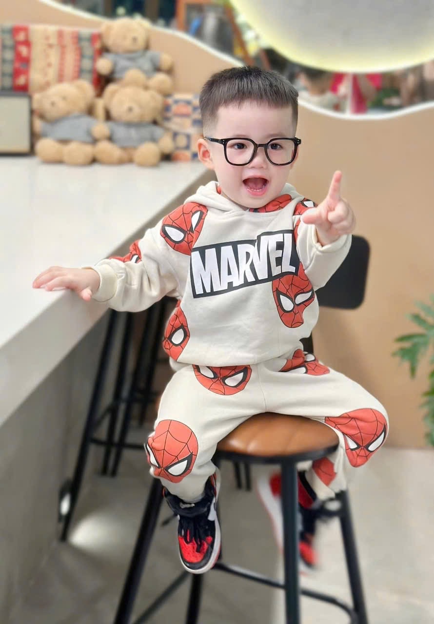 T204 - BỘ NỈ DƯ BÉ TRAI HOODIE MŨ BE MARVEL