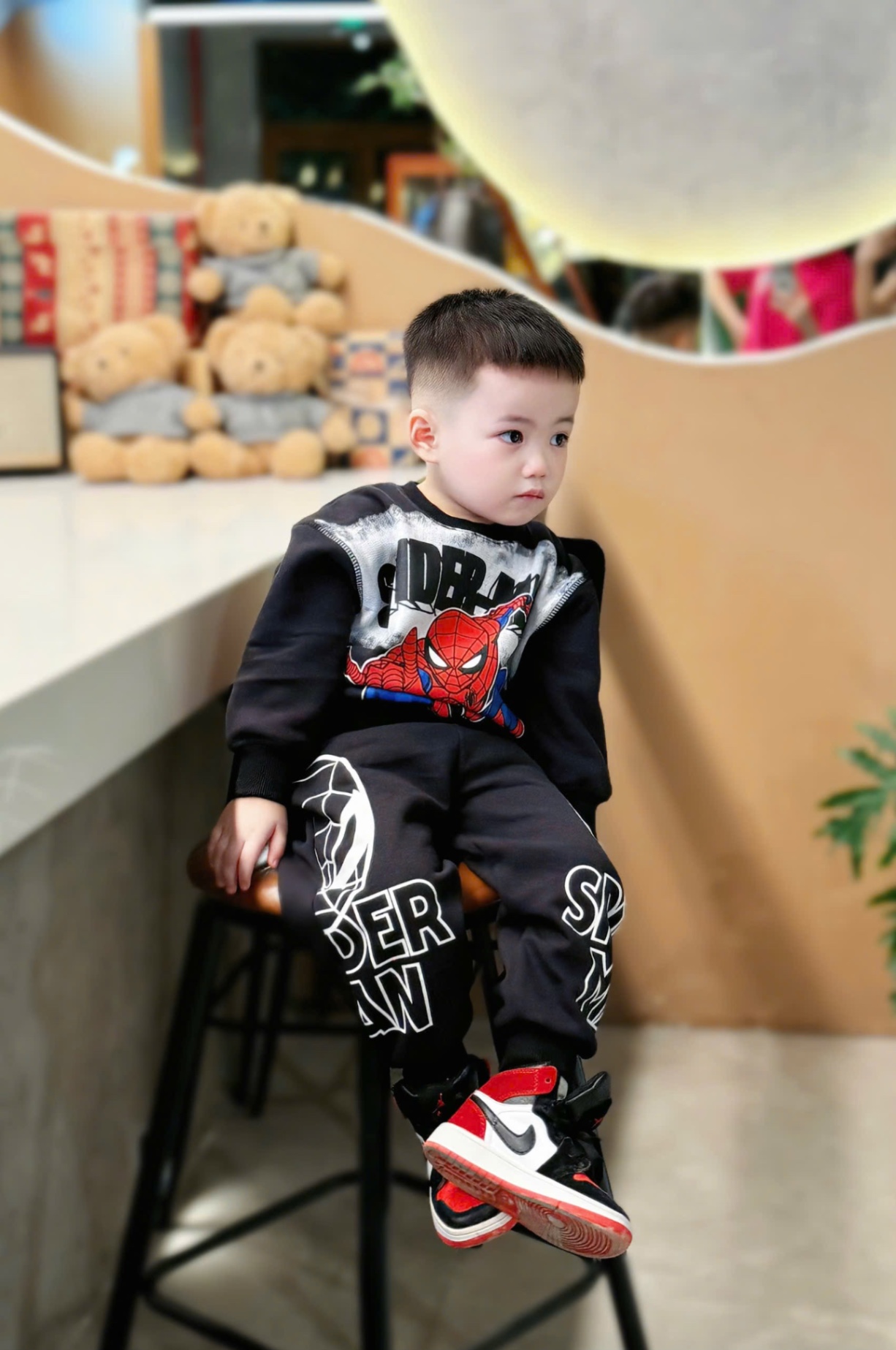 T223 - BỘ BÉ TRAI NỈ DƯ LOANG ĐEN SPIDERMAN