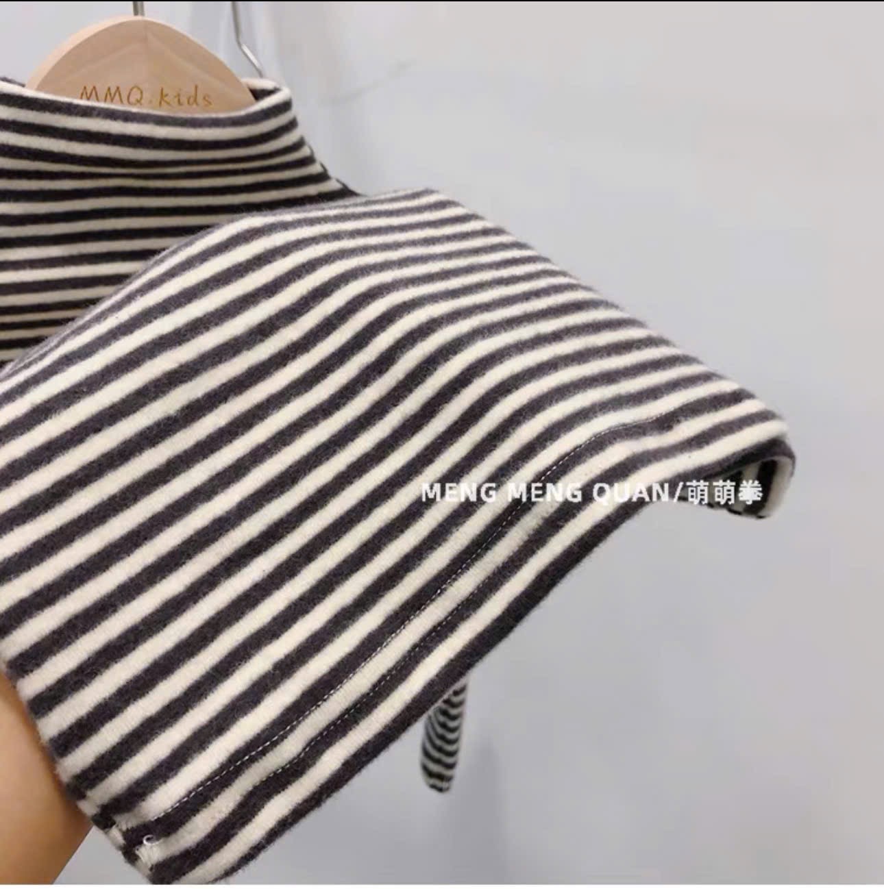 AB613 - SET 3 ÁO BÉ GIỮ NHIỆT CỔ 3P nâu be kẻ