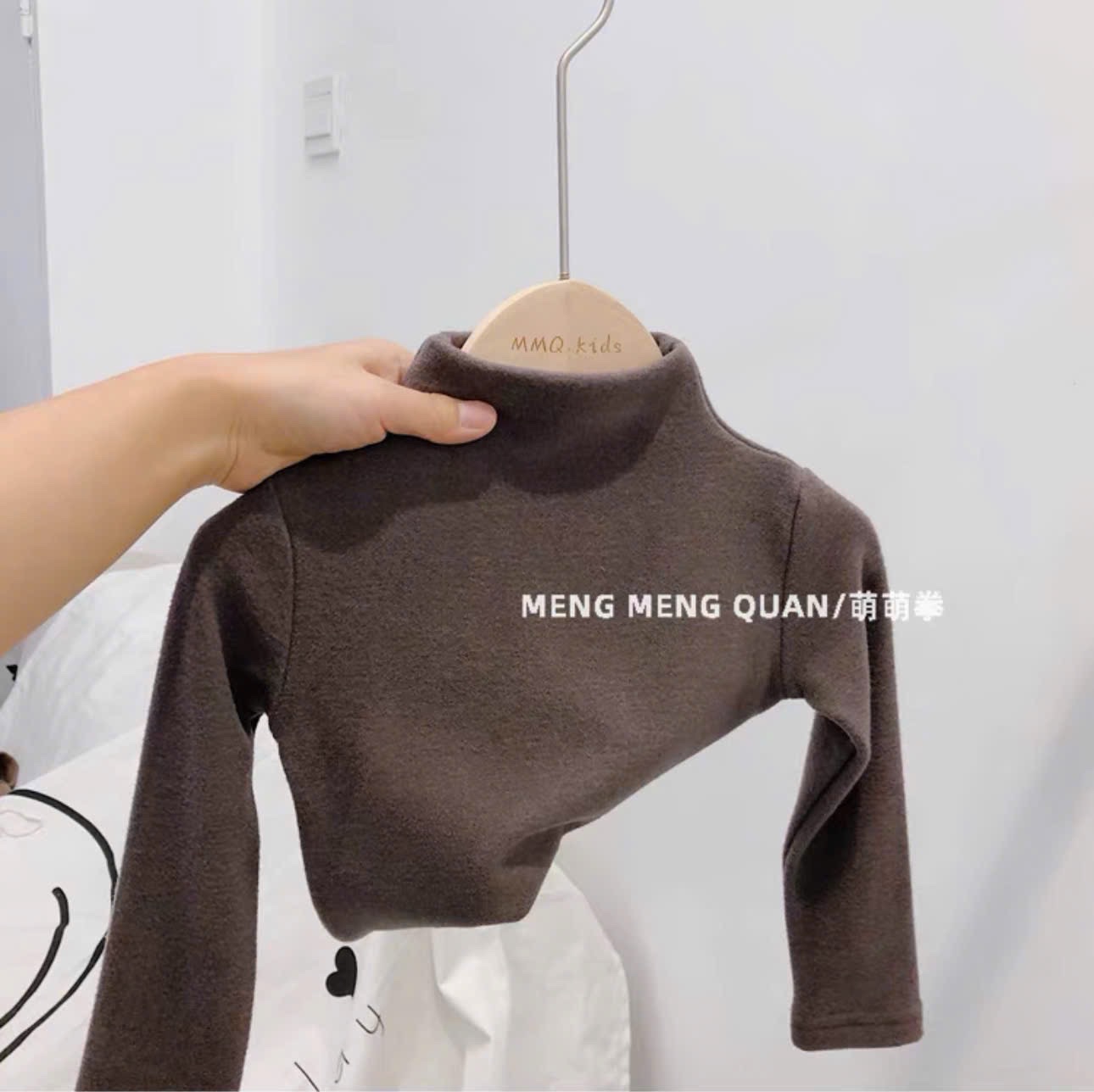 AB613 - SET 3 ÁO BÉ GIỮ NHIỆT CỔ 3P nâu be kẻ