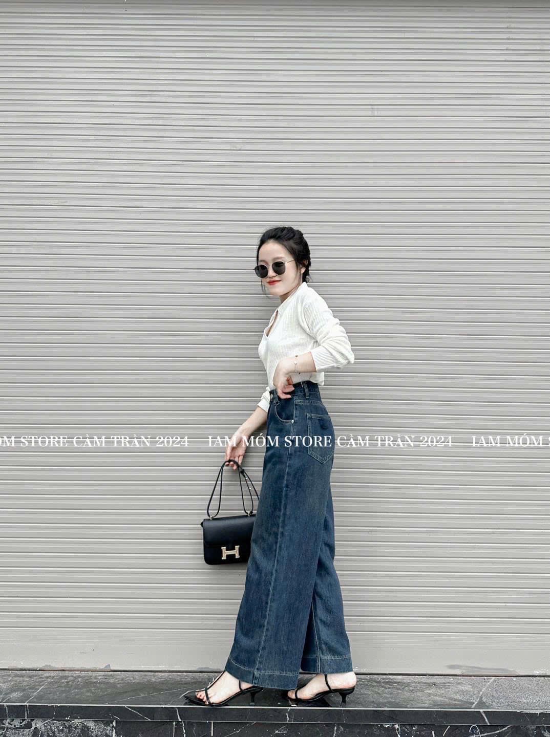 QNU522 - QUẦN JEANS SUÔNG XANH CẠP 2 ĐIA