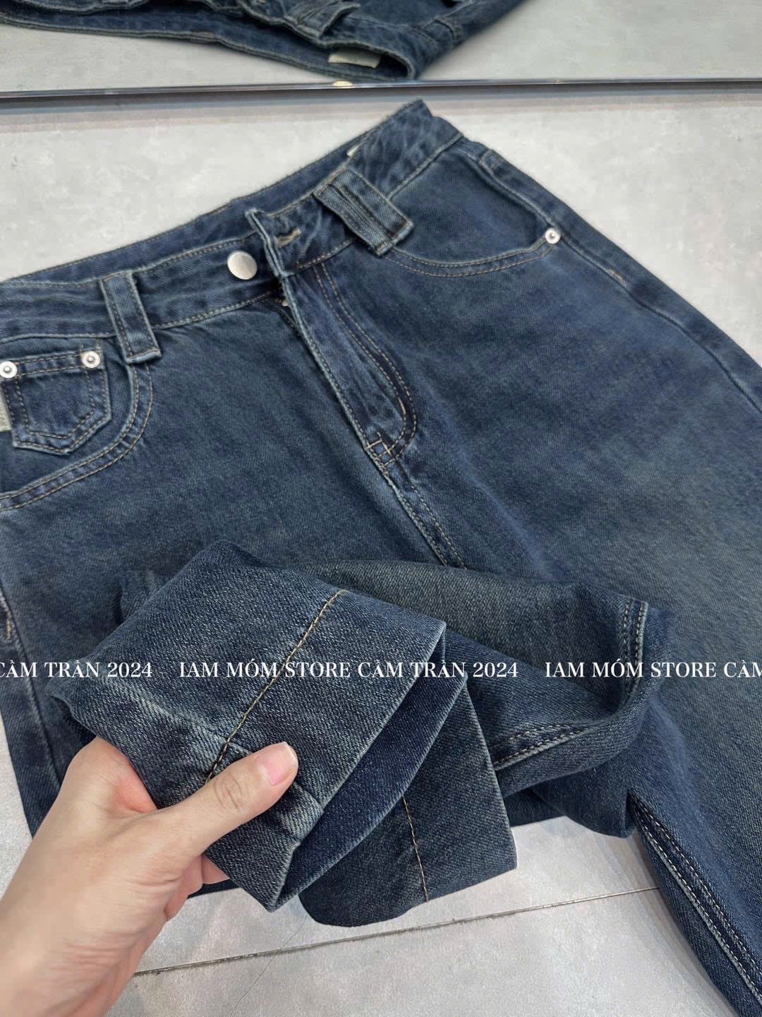 QNU522 - QUẦN JEANS SUÔNG XANH CẠP 2 ĐIA